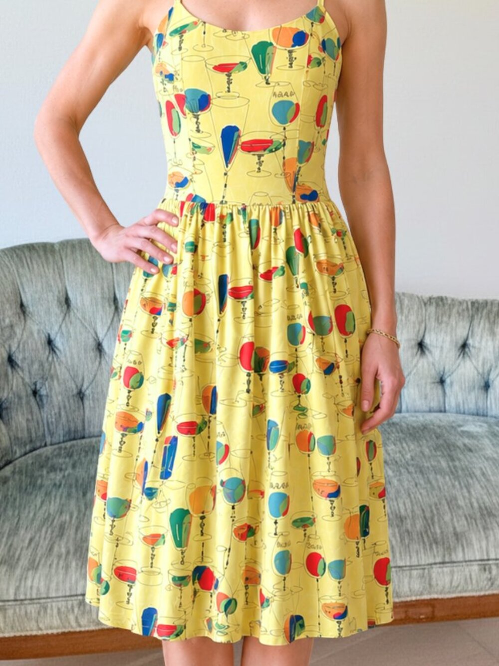 Tatyana Bettie Page Cocktail Print Sundress Wedding Guest XS